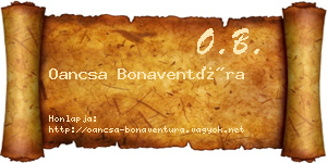 Oancsa Bonaventúra névjegykártya